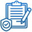 A shield with a checkmark overlays the bottom left corner of the clipboard, symbolizing Risk Management Assessment.