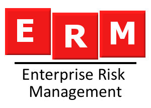 The image features three red squares with the text "Enterprise Risk Management (ERM).