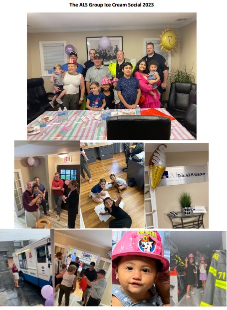 A collage of images from The ALS Group Ice Cream Social 2023 features people enjoying ice cream